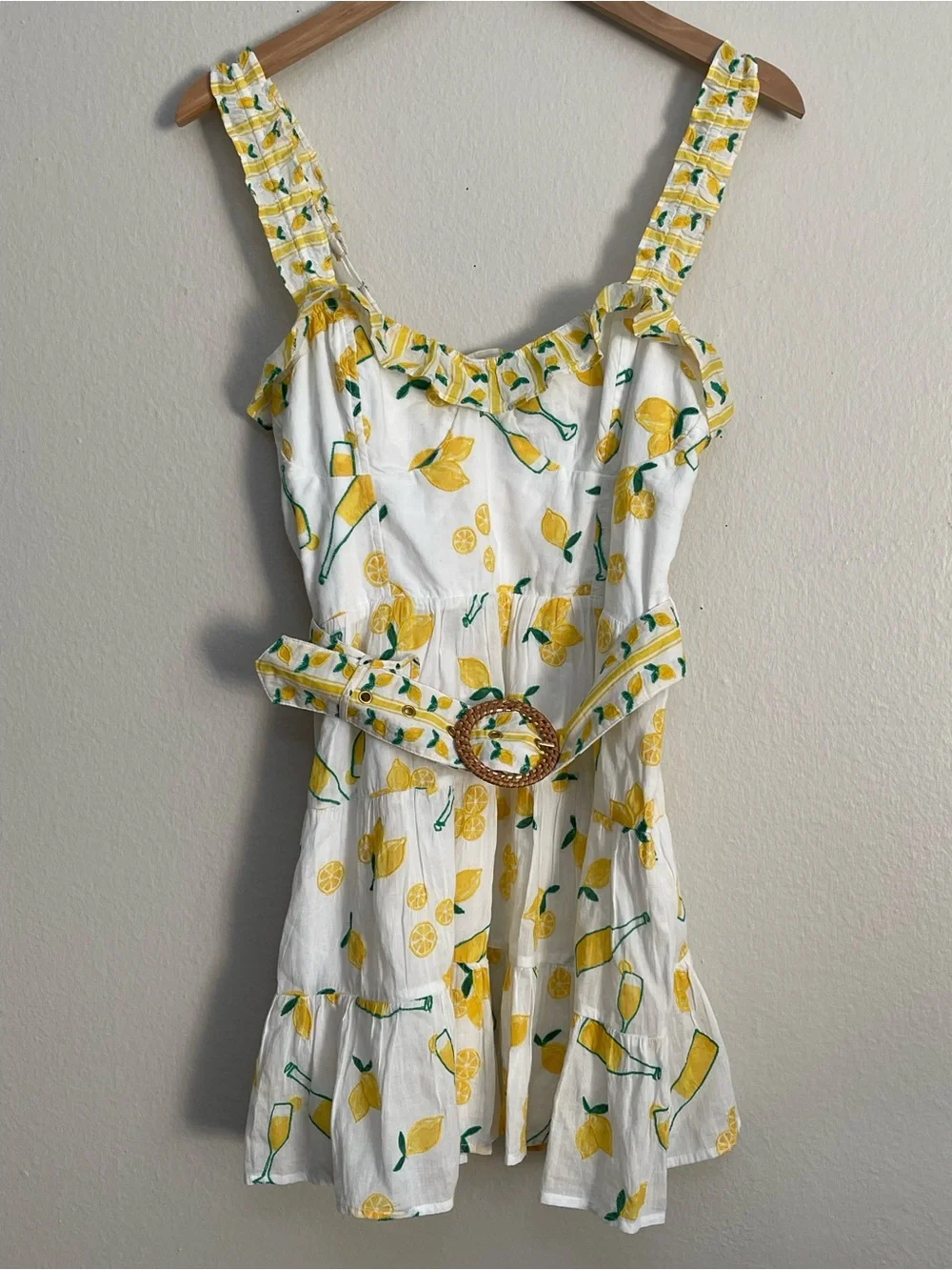 Show Me Your Mumu Jolene Mini Dress Limoncello Embroidery sz Small Coastal Chic - Picture 3 of 17